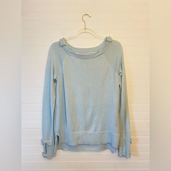 LC Lauren Conrad Bow Accent Light Blue Sweater Size Medium - Picture 1 of 6